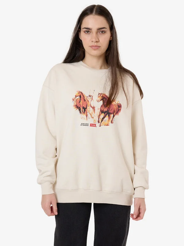 Deal of the Day premium gym hoodieTHRILLS Ruthless Frontier Slouch Crew - HERITAGE WHITE