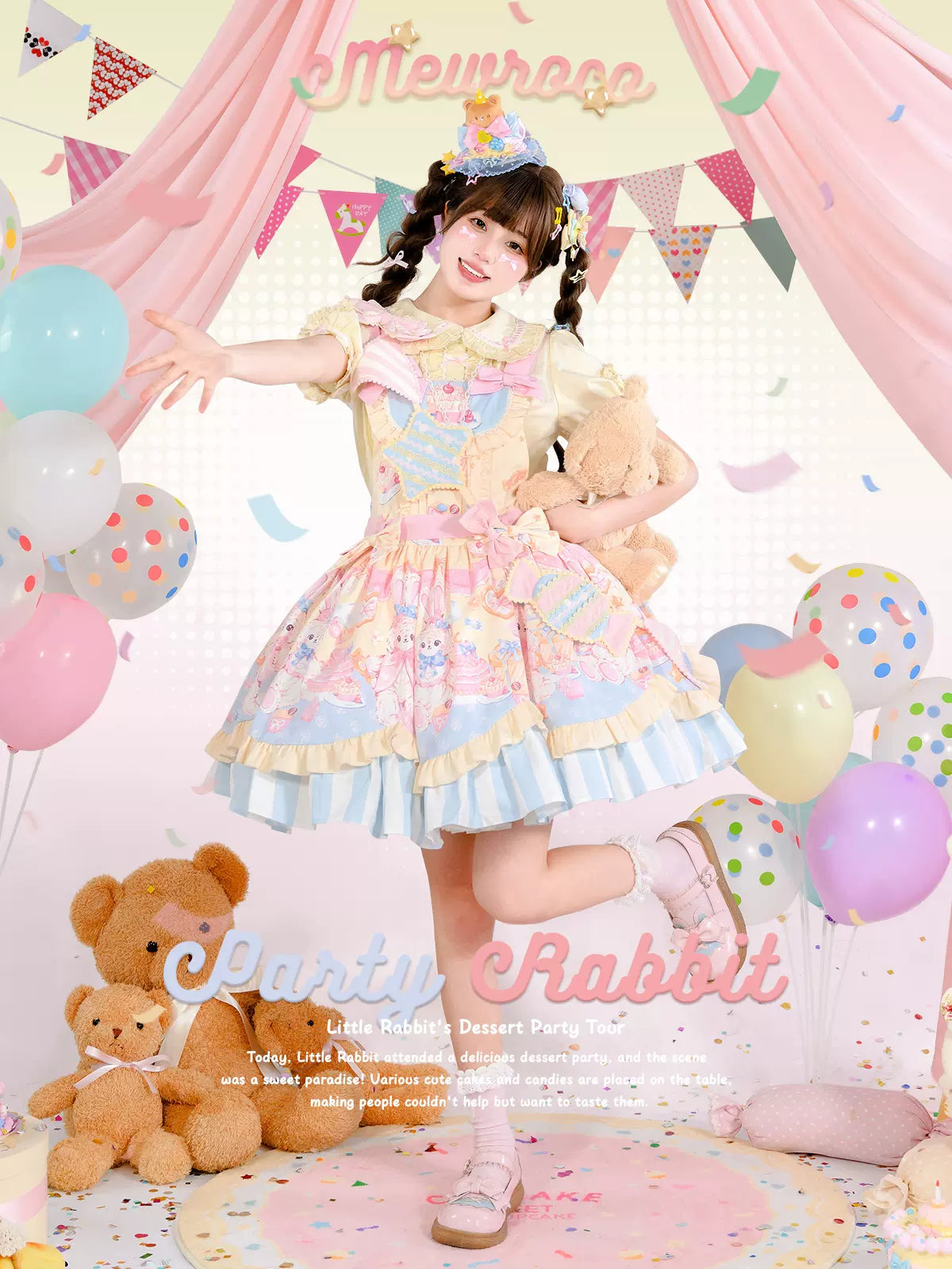 Mewroco~Party Bunny~Sweet Lolita Salopette Cute Daily Lolita Dress