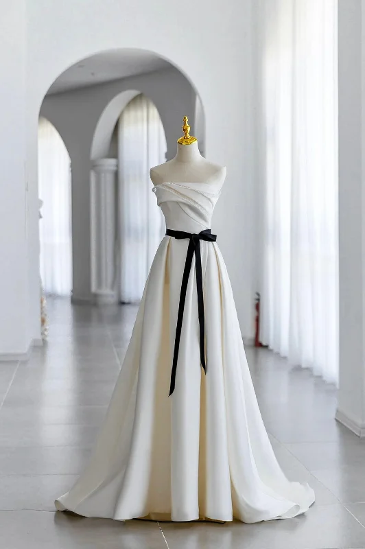 Savings Spectacular Champagne Strapless Satin Floor Length Prom Dress