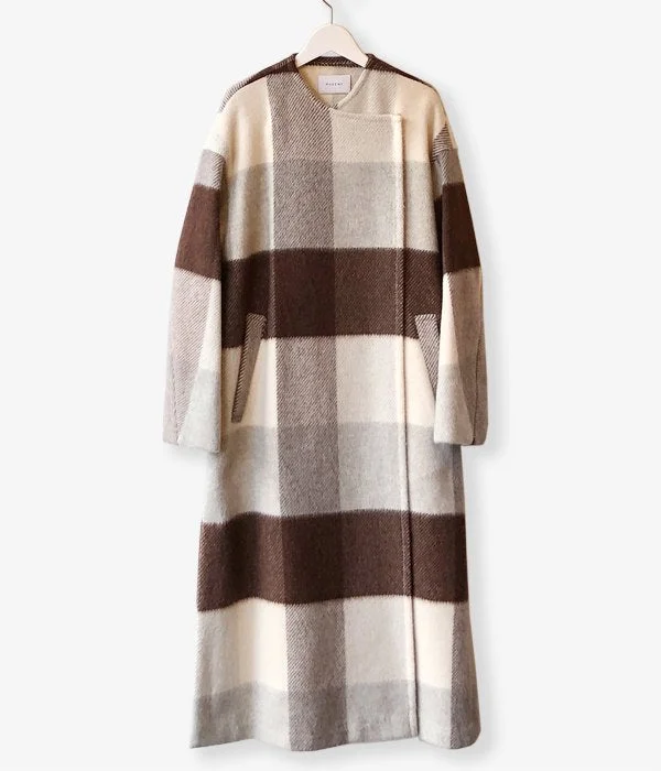 Buy Now padded puffer coatPHEENY/BIG BLOCK CHECK GOWN COAT(IVORY CHECK)