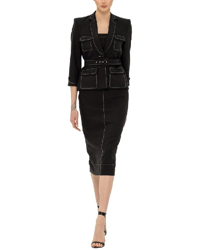 New Markdowns sporty outerwearBgl 2Pc Wool-Blend Blazer & Midi Dress Set