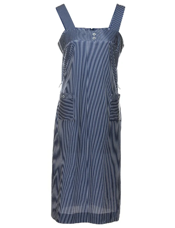 Navy Pinstriped Dress - M