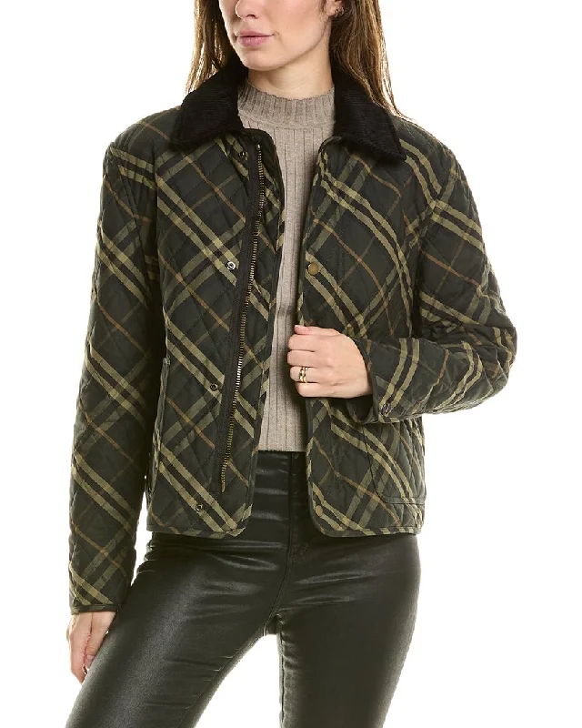 Best Bargains insulated trench coatBurberry Cropped Check Quilted Barn Jacket
