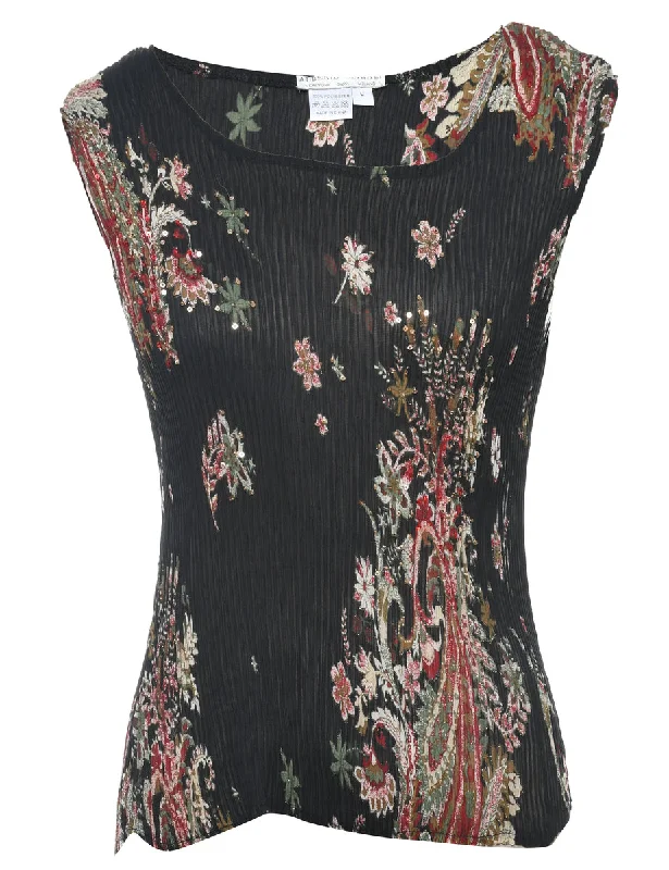 Clearance Items long-sleeve winter jacketSmocked Floral Print Party Top - L