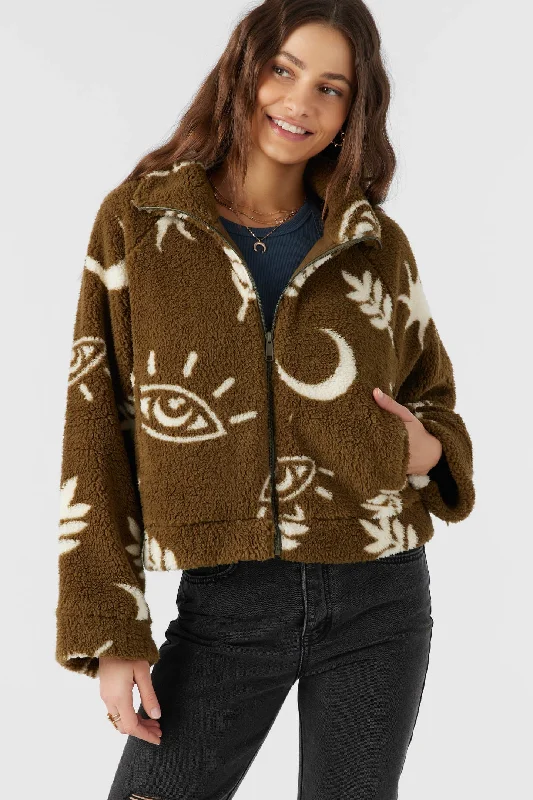 Limited Stock bold fitness hoodieO'Neill RORI HIGH PILE FLEECE CROPPED JACKET - MILITARY OLIVE