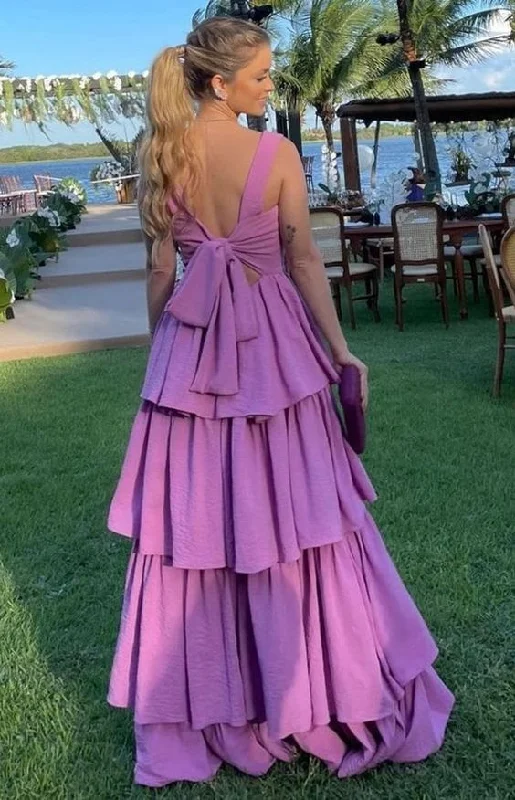 Overstock Sale floral wrap dressA Line Purple Prom Dresses,Tiered Stretch Satin Evening Dress Y4056 Overstock Sale floral wrap dressA Line Purple Prom Dresses,Tiered Stretch Satin Evening Dress Y4056
