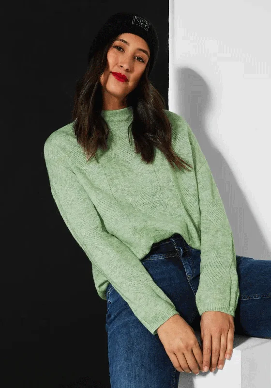 Closeout oversized hooded sweatshirtStreet One Cable Knit Sweatshirt, Clary Mint