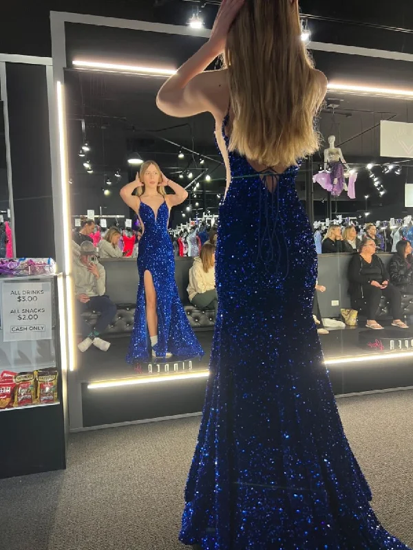 YEAR-End Clearance high-waisted dressCharming Mermaid Sequins Evening Dress with Split Y4145 YEAR-End Clearance high-waisted dressCharming Mermaid Sequins Evening Dress with Split Y4145