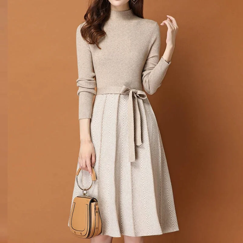 Deal Alert modern dressElegant Pleated Women's Sweater Dress