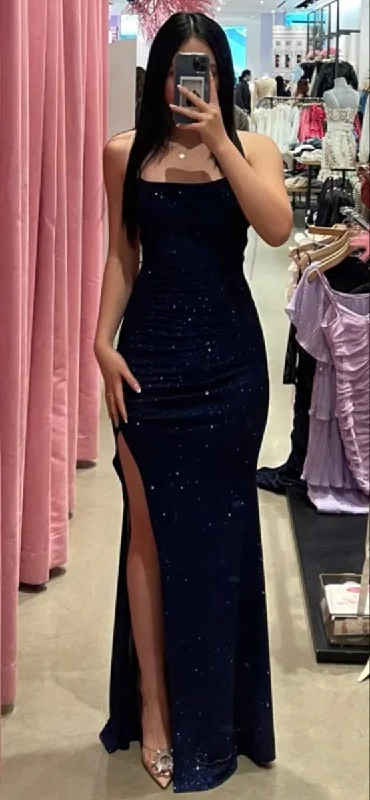 Clearance Items silk dressGlitter Sheath/Column Prom Dress with Split,Charming Evening Dress Y4404