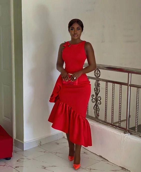 Savings Galore flowy dressWomen's Red Irregular Ruffled Round Neck Christmas Sleeveless Elegant Party Evening Dress Y4109 Savings Galore flowy dressWomen's Red Irregular Ruffled Round Neck Christmas Sleeveless Elegant Party Evening Dress Y4109