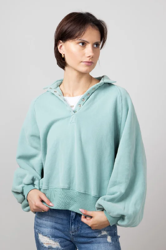 Grand Opening Sale trendy sports sweatshirtSnap Button Collared Fleece for Women in Sage | PT16060-SAGE Grand Opening Sale trendy sports sweatshirtSnap Button Collared Fleece for Women in Sage | PT16060-SAGE