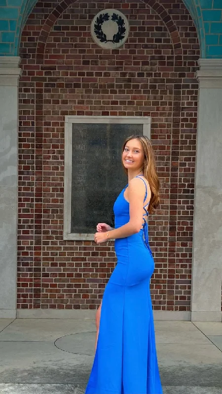 Limited Availability vintage-inspired dressElegant Blue Mermaid Prom Dress,Blue Formal Gown Y5521