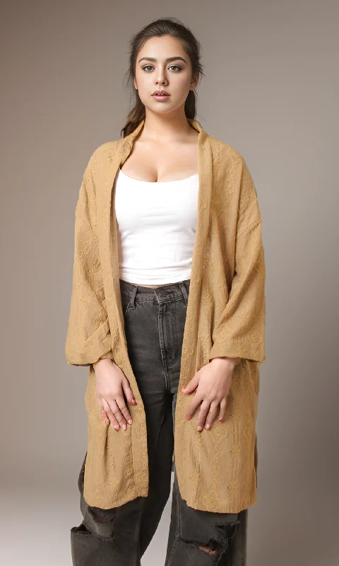 Seasonal Sale elegant evening dressWomen Gibber Kimono (Café)
