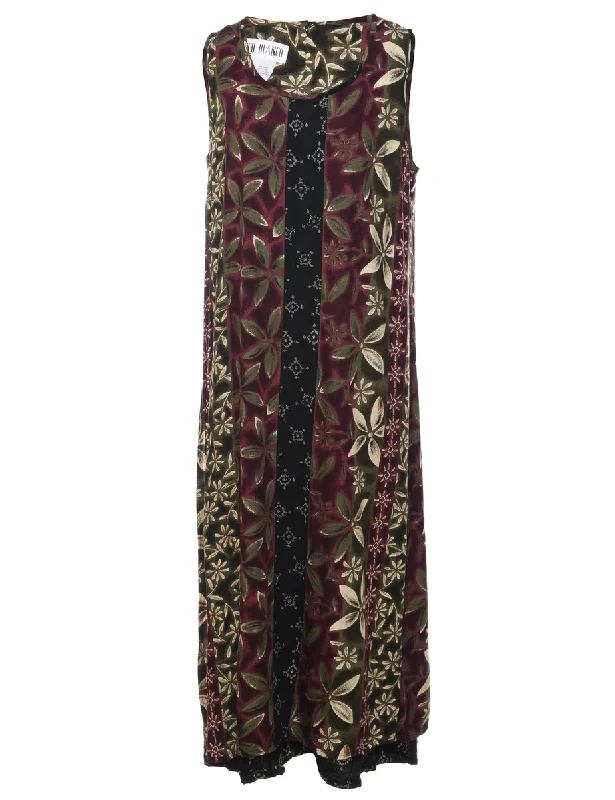Special Price stylish peacoatFloral Print Maxi Dress - L