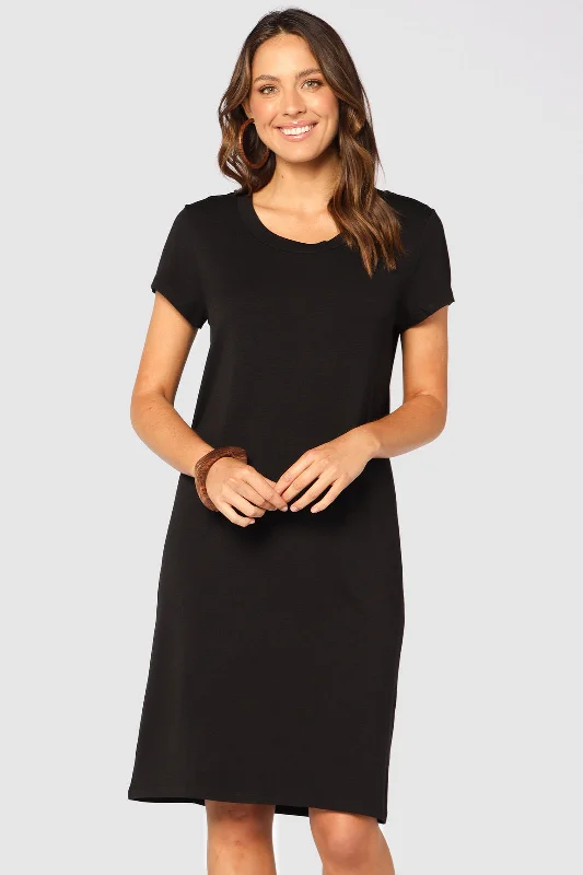 Sale Event vintage-inspired dressBamboo T-Shirt Dress - Black