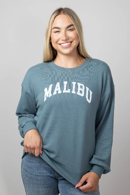 Don't Wait lightweight workout sweatshirtC&C California Millie Malibu Beach Terry Crewneck Pullover for Women in Goblin Blue | 89B02958T-J400-BLUE Don't Wait lightweight workout sweatshirtC&C California Millie Malibu Beach Terry Crewneck Pullover for Women in Goblin Blue | 89B02958T-J400-BLUE