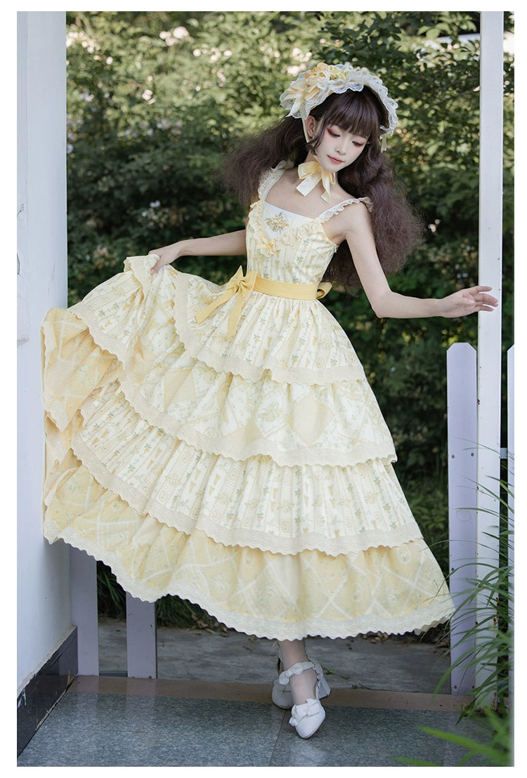 Price Smash modern dressWith PUJI~Letter and Poetry Sunflower Matters~Country Lolita JSK Embroidered Printed Lolita Dress