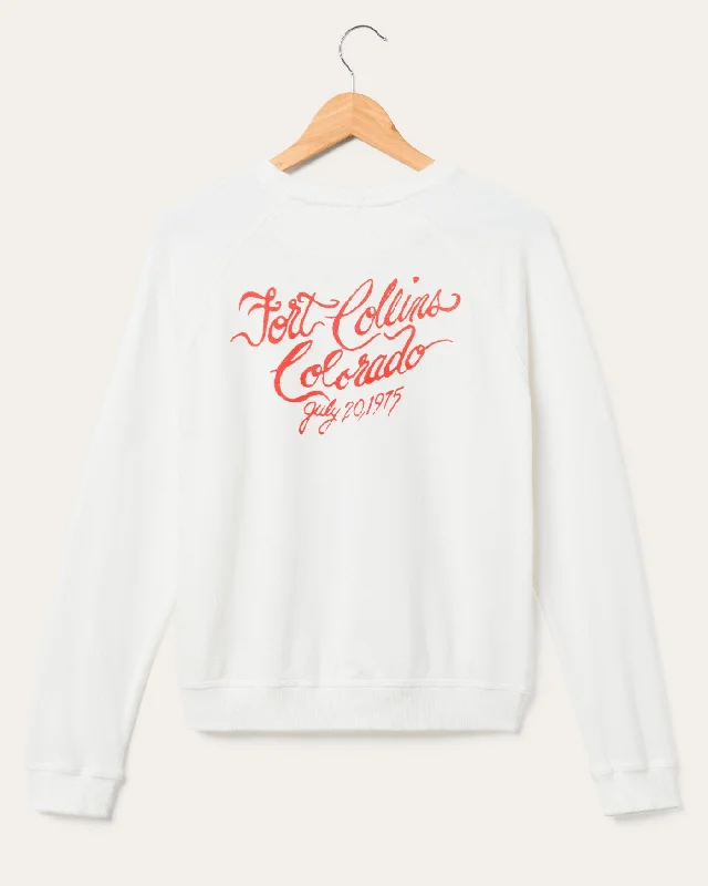 Price Blitz relaxed fit sports hoodieJunk Food Women's The Rolling Stones Fort Collins Colorado Fleece Raglan - VINTAGE WHITE