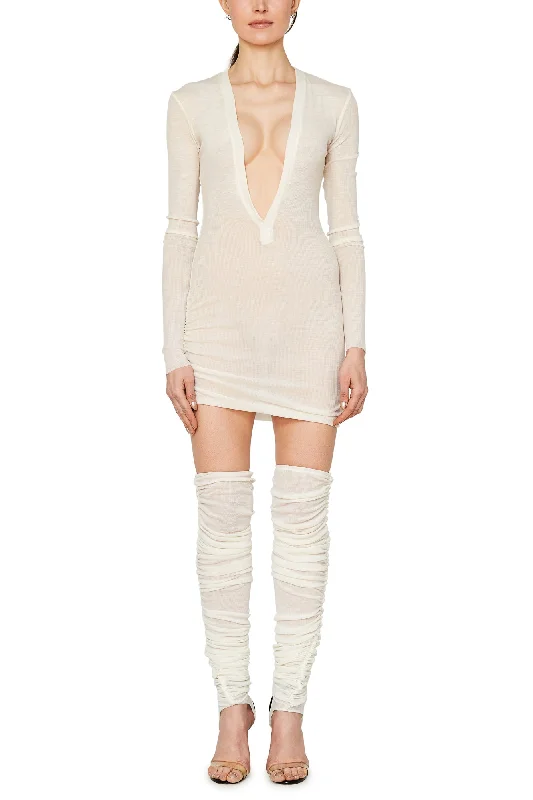 Deal Explosion Plunging V-Neck Long Sleeve Dress