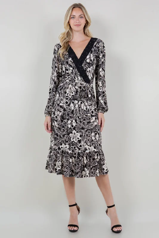 Weekend Special mini dressLG SLV WRAP LACE V NK TIE WST DRESS - D3544-0739-6E