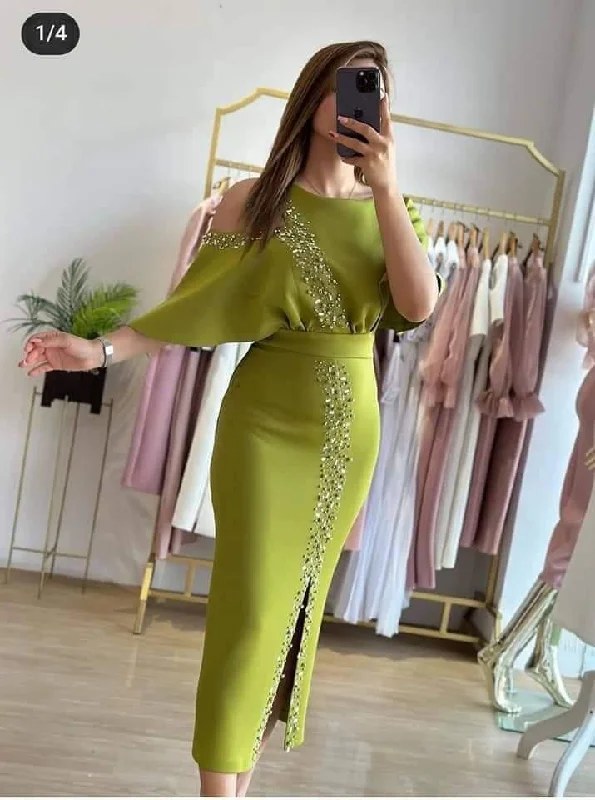 New Deals casual day dressChic Green Midi-length Prom Dress Fashion Party Gown Y5660 New Deals casual day dressChic Green Midi-length Prom Dress Fashion Party Gown Y5660