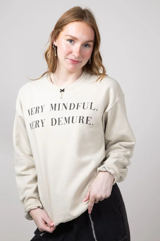 Bargain Blast cool workout sweatshirtVery Mindful Very Demure Oversized Graphic Sweatshirt for Women in Sand | 32264X-OSS-SAND Bargain Blast cool workout sweatshirtVery Mindful Very Demure Oversized Graphic Sweatshirt for Women in Sand | 32264X-OSS-SAND