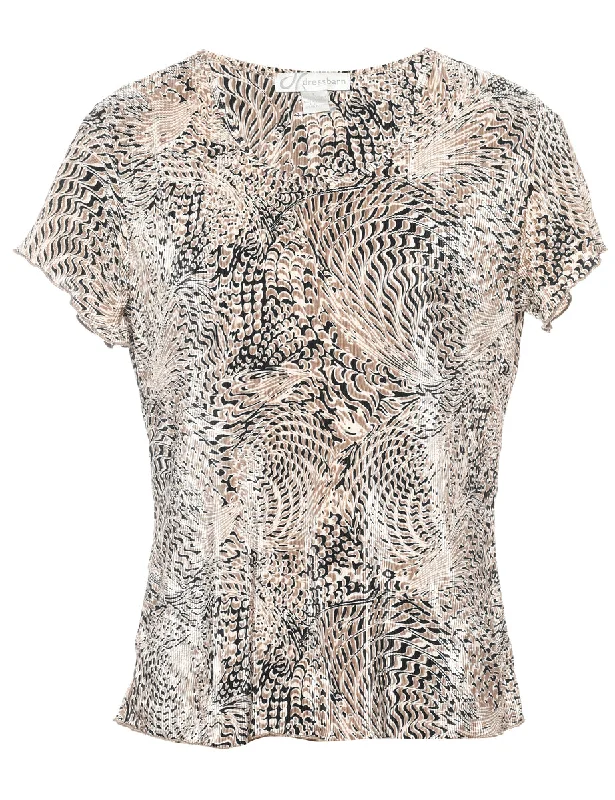 Deal Explosion soft shell coatAnimal Print Beige & Brown Smocked Top - M