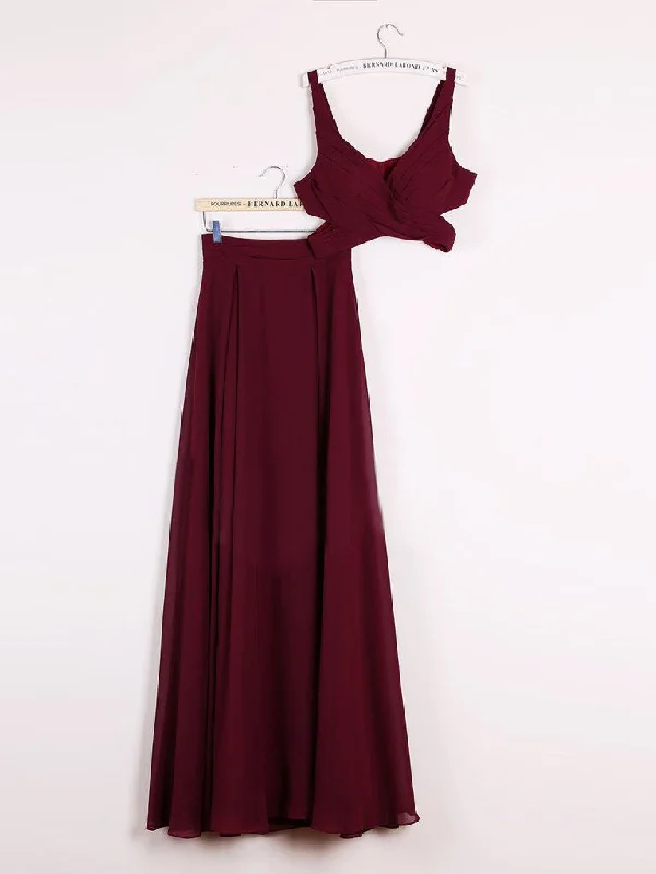 Super Deal Two Piece Prom Dresses A-line Floor-length Burgundy Chiffon Cheap Prom Dress JKL485 Super Deal Two Piece Prom Dresses A-line Floor-length Burgundy Chiffon Cheap Prom Dress JKL485