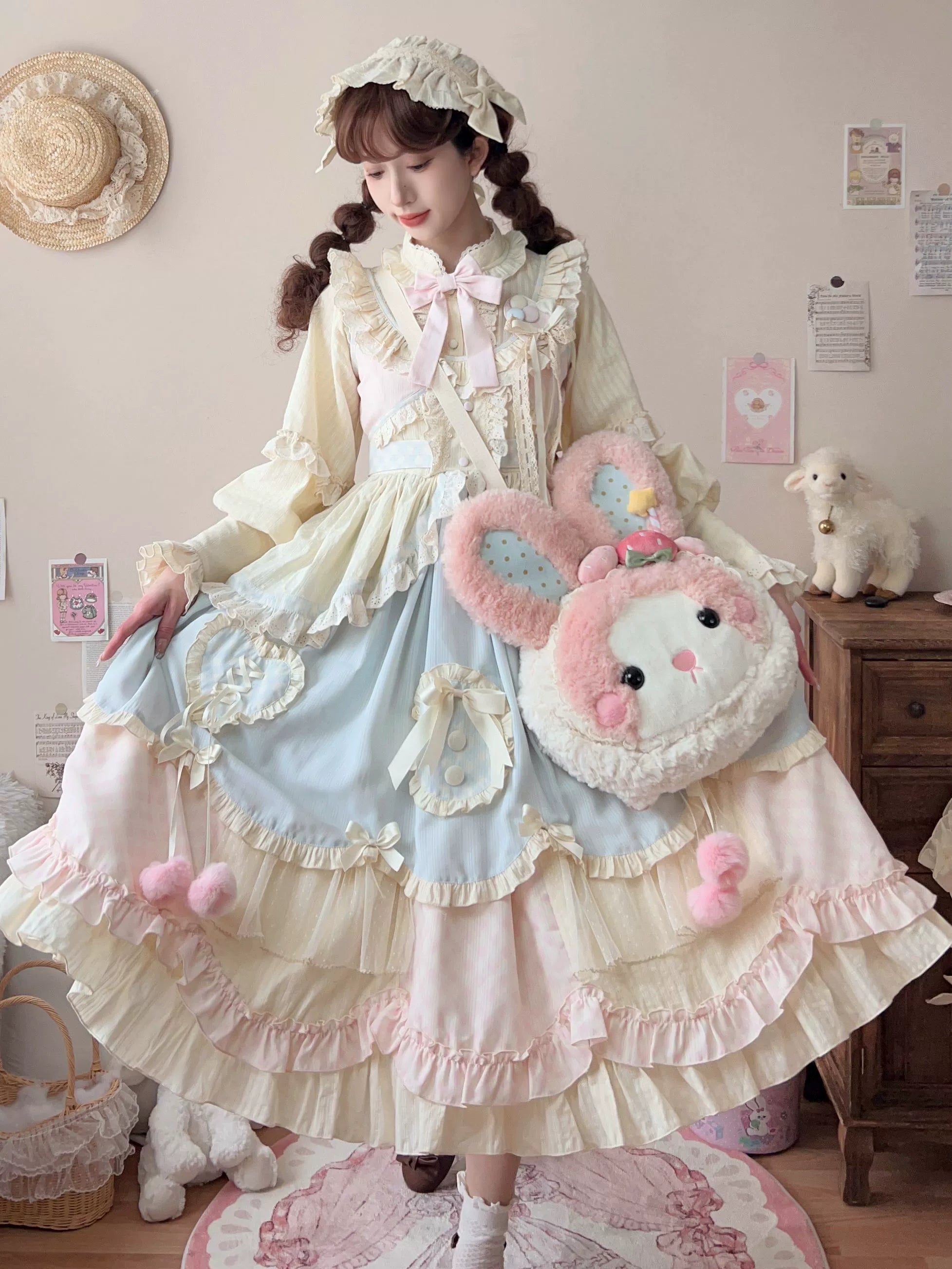 Uncle Wall Original~Dreamy Macaron~Sweet Lolita JSK Dress Solid Color Shirt