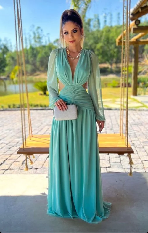 Beautiful Long Lantern Sleeves Prom Dress,Evening Gown,Gala Dress Y5160