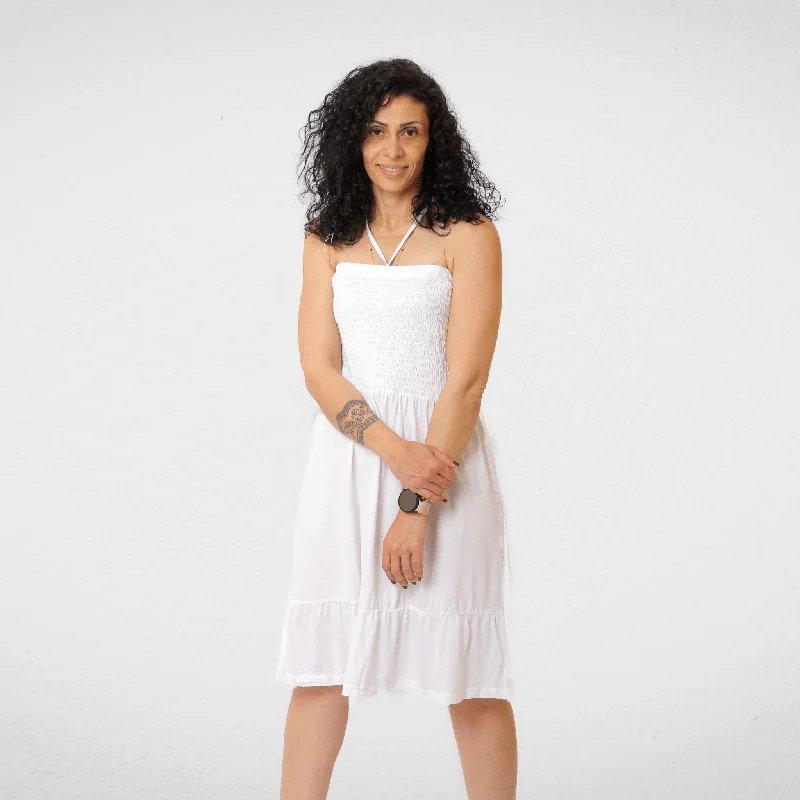 Warehouse Sale lace-up dressWomen Cotton Dress - White