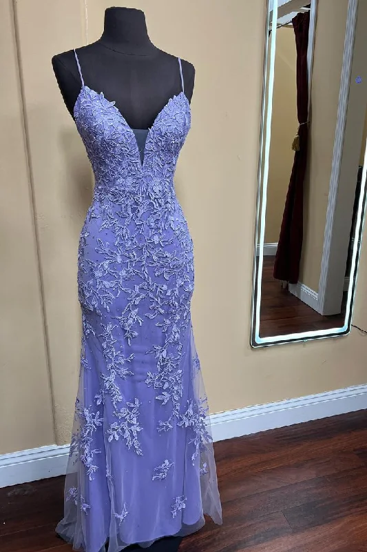 Deal Frenzy comfy dressCharming Lace Appliques Mermaid Straps Evening Dress Y4468