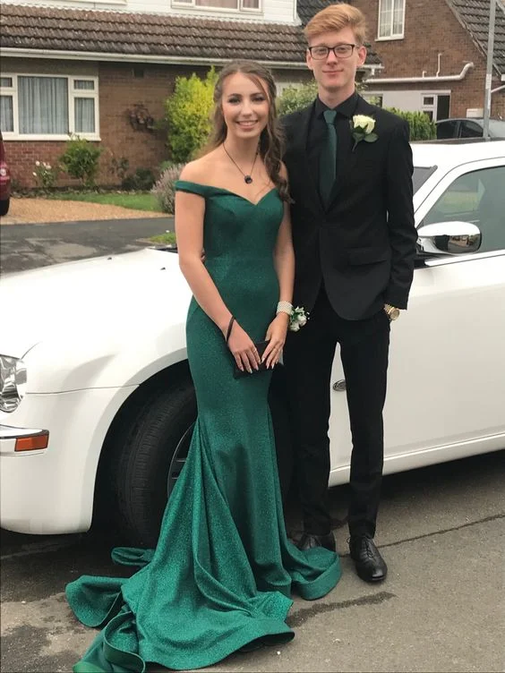 Green V Neck Backless Mermaid Satin Prom Dress, Open Back Mermaid Green Formal Graduation Dress Y6482