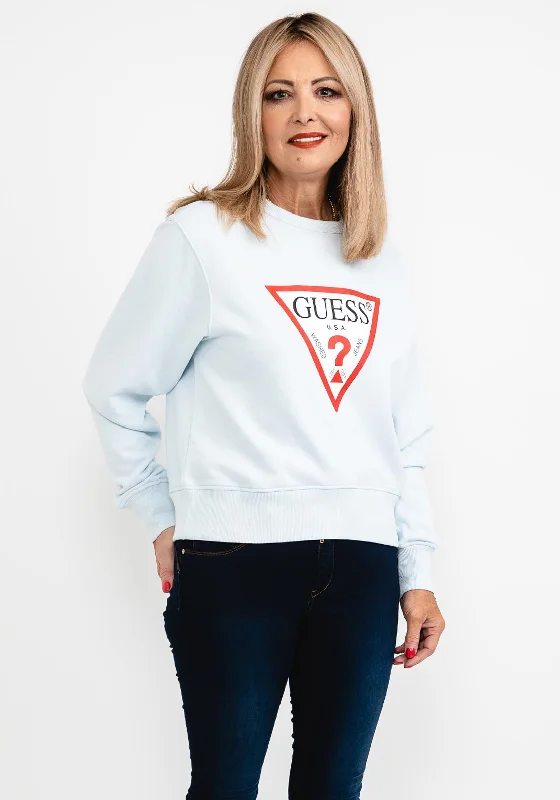 Instant Savings oversized hooded sweatshirtGuess Womens Logo Sweatshirt, Light Blue