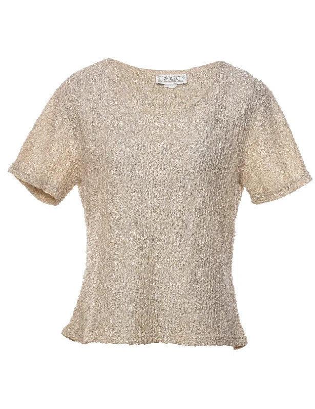 Short Sleeve Light Brown Top - M