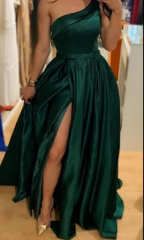 Today’s Deal statement dressSimple Green Satin Long Evening Dress,Green Graduation Dress Y4296