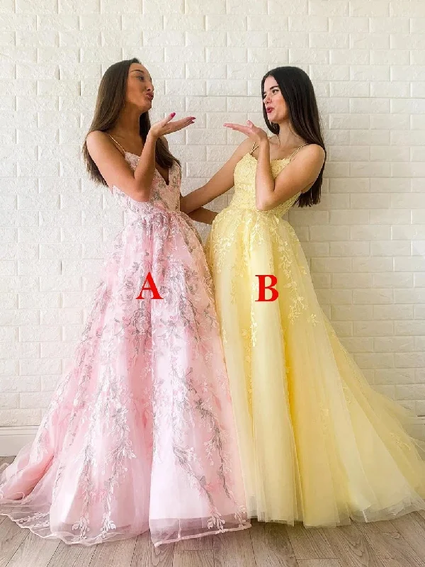 Limited Time Offer Modest Tulle Appliques A-line Long Lace Prom Dress JKS8620