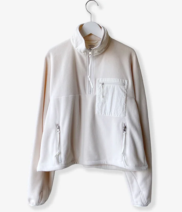 Stock Clearance oversized trench coatPHEENY/POLARTEC FLEECE PULLOVER(IVORY)