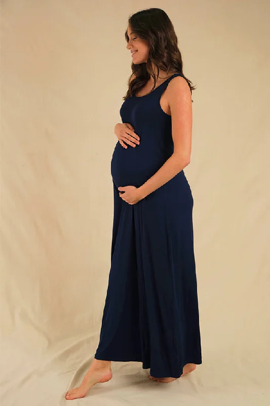 Can't Miss pleated dressBamboo Maxi Maternity Dress - Navy