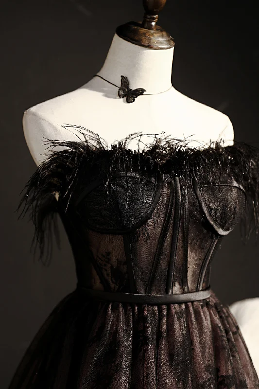 Deep Discounts Cute Strapless Black Tulle Short Homecoming Dresses