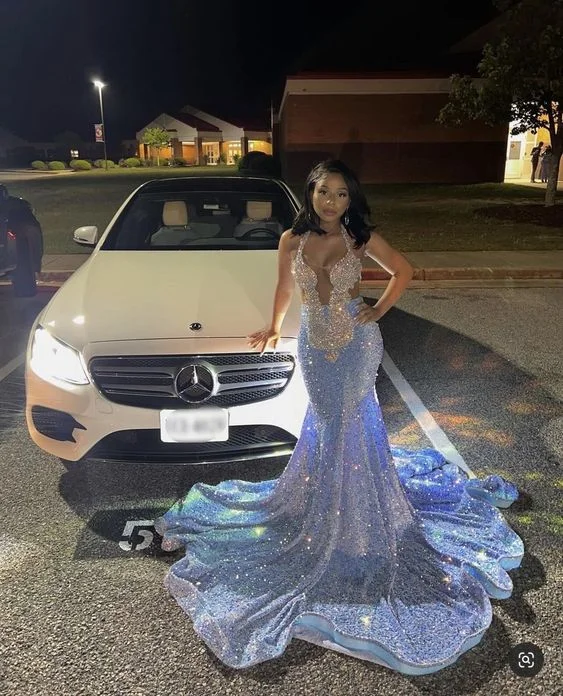 Crazy Deals vintage dressSparkly Mermaid Blue Sequins Evening Dresses For Black Girls Y1632 Crazy Deals vintage dressSparkly Mermaid Blue Sequins Evening Dresses For Black Girls Y1632