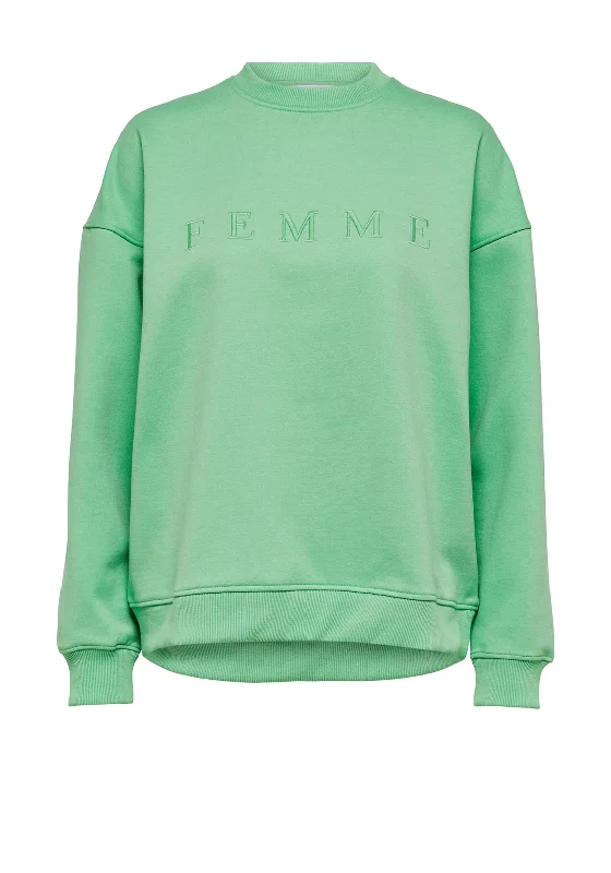 Selected Femme Joelle Embroidered Sweatshirt, Absinthe Green