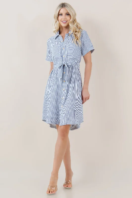 Exclusive Preview boho dressS/SLV BUTTON UP TIE FRONT SHIRT DRESS - D3711-0993