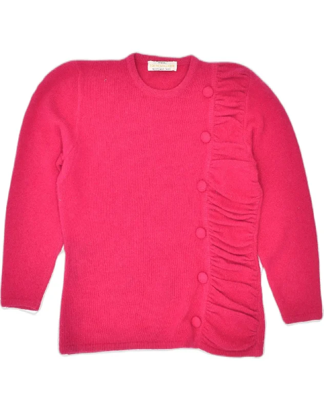 JOHN WALKER Womens Ruffle Front Crew Neck Jumper Sweater UK 10 Small Pink