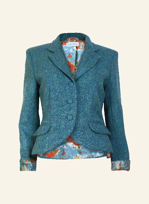 Price Reduction relaxed fit coatHeritage Riding Jacket - Teal with Treasure Map Lining Price Reduction relaxed fit coatHeritage Riding Jacket - Teal with Treasure Map Lining