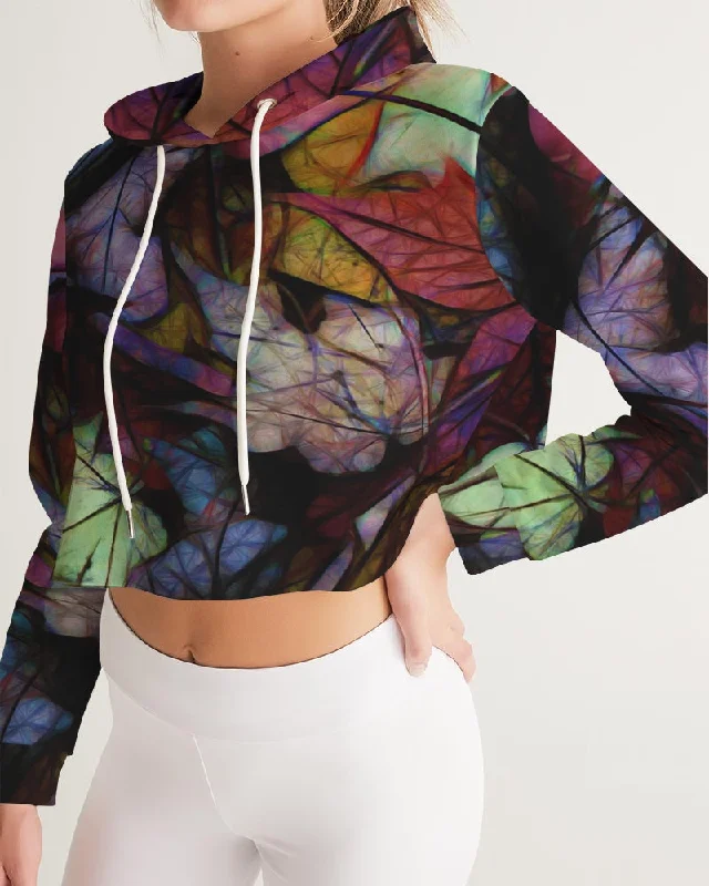 Limited Time Offer fleece hoodieFall Leaves Abstract Women's Cropped Hoodie