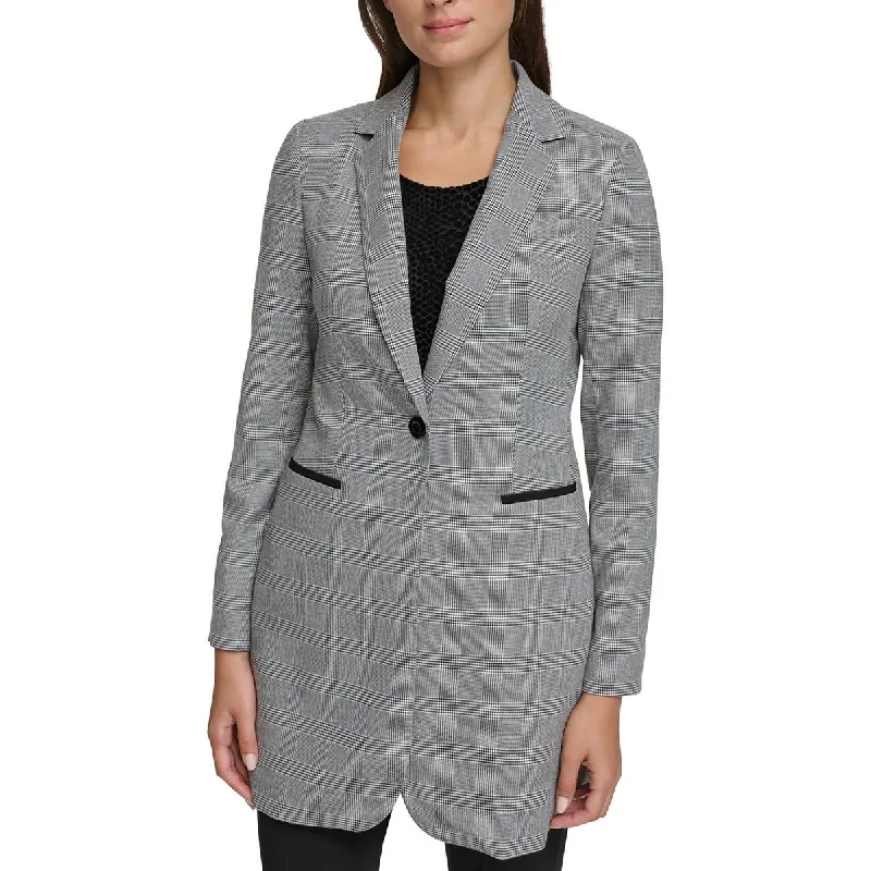 Womens Woven Topper One-Button Blazer