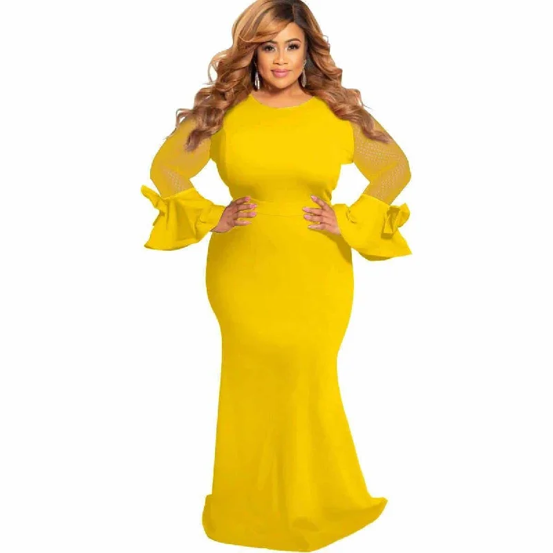 New Deals silk dressLong Sleeve Plus Size Dress