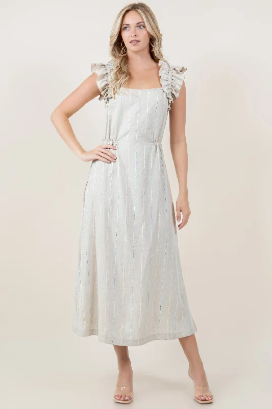 Anniversary Sale puff sleeve dressRUFFLE STRAP SQUARE NECK SIDE ELASTIC LINEN BLEND MAXI DRESS - D3820-KWSAA-1930 Anniversary Sale puff sleeve dressRUFFLE STRAP SQUARE NECK SIDE ELASTIC LINEN BLEND MAXI DRESS - D3820-KWSAA-1930